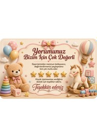 Resim Oyuncak Mağazası Temalı Thank You Kartı Müşteri Yorum Kartı 8x5 Cm Bej 
