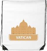 Resim DIYthinker Kadın Vatikan Sarı Kent Simgesi Desenli İpli Sırt Çantası İnce Çizgiler Alışveriş Yaratıcı El Çantası Omuz Environ Tal Polyester Çanta 