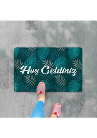 Resim Dijital Baskılı 3d Kapı Önü Paspas Hoşgeldiniz Yazılı Çiçek Desenıç Ve Dış Kapı Paspası Yıkanabilir Kahverengi 