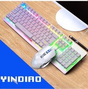 Resim Rogfer Yındıao K002 Usb Kablolu Mekanik Hissediyorum Rgb Arkadan Aydınlatmalı Klavye + Optik Fare Seti Beyaz - Beyaz Optik 