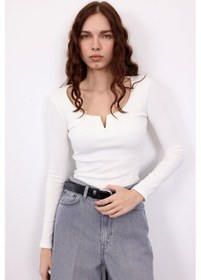 Resim Ekru Damla Yaka Fitilli Bluz 2260 Ekru 