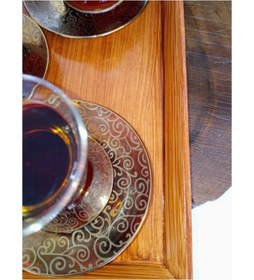 Resim El Boyaması Ahşap Eskitme Kare Çay, Kahve, Söz Nişan Dekoratif Servis Sunum Tepsisi Eskitme Kahverengi 