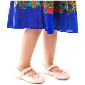 Resim Kiko Kids Fiyonklu Cırtlı Kız Çocuk Babet Ayakkabı 201 Rugan Pudra 001 
