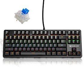 Resim Valkyrie Leaven K870 Blue Switch Mekanik Gaming Oyun Klavyesi RGB 61 Key Mavi Tuş Type-C Klavye Siyah 