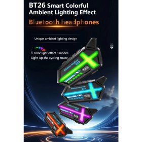 Resim BT26 Motosiklet Kask Kulaklık Bluetooth Rgb Işıklı 2 Eşleşme Özellikli 1000 Mah Intercom Chn- 