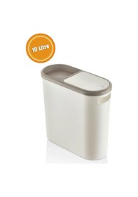Resim 10 Litre Modern Tasarım Çöp Kovası Banyo, Ofis, Mutfak İçin Hijyenik & Pratik Atık Kutusu, Krem Krem 