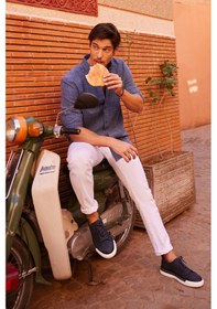 Resim AC&Co / Altınyıldız Classics Erkek Lacı Slim Fit Dar Kesim %100 Pamuk Düğmeli Yaka Gömlek Lacı Lacivert 