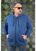 Resim Mocgrande Büyük Beden Unisex Kapüşonlu 3ip Sweat 11701 Indıgo Indigo 
