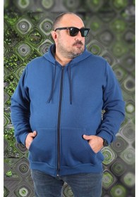 Resim Mocgrande Büyük Beden Unisex Kapüşonlu 3ip Sweat 11701 Indıgo Indigo 