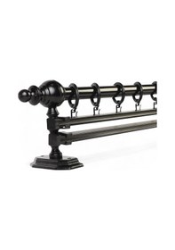 Resim Siyah Çift Raylı Ahşap Rustik Perde Askısı - 250 Cm 