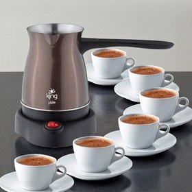 Resim King K3501 Velto Türk Kahve Makinesi | 600W 6 Fincan 360° Döner Taban 