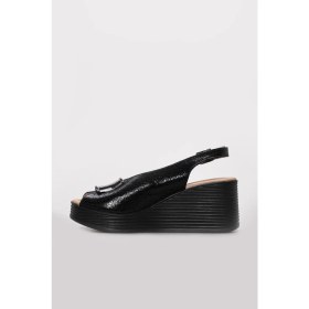 Resim Fast Step Hakiki Deri Kadın Dolgu Topuk Sandalet 275ZA4012 