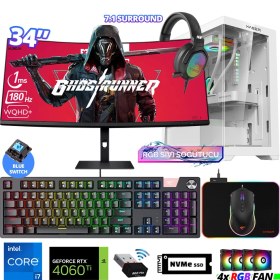 Resim Xaser Delux X110 I7 14700F 16GB Ddr5 Ram 512GB M.2 Nvme SSD 8gb RTX4060 Ti 34" Sıvı Soğutmalı Oyuncu Bilgisayarı 