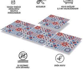 Resim Tink Kendinden Yapışkanlı Kontrast 4'lü Karo Desenli Pvc Karo 30x30 Cm 