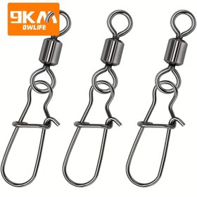 Resim 9KM 50'li Paket Ağır Hizmet Tipi Paslanmaz Çelik Balıkçılık Dönerler & Klips Kancalar - 360° Dönebilen Hızlı Değiştirilebilir Dönerler, Tuzlu Su Balıkçılık Yem Bağlantı Seti, Dayanıklı Yapı, Balıkçılar İçin İdeal, Çoğu Olta ile Uyumlu, Kolay Kanç Değişimi 