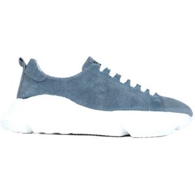 Resim Bueno Shoes 01WS12200 Mavi Süet Kadın Dolgu Topuklu Spor Ayakkabı 