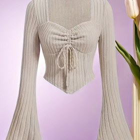 Resim Kadınlar İçin Dar Kesim Kare Yaka Uzun Kollu Fırfır Detaylı Zilmanatlı Üst - Sonbahar/Kış için Makinede Yıkanabilir Düz Renk Lacivert Kazak, Şık Günlük ve Resmi Giyim, Zarif Uzun Kollu Düğmeli Bluz, Resmi Kıyafetler, Kışlık Giysi, Ayrıntılı Manşetli, Dekoratif Bağcıklı 