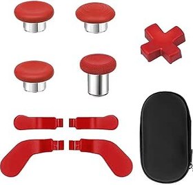 Resim Elite Series 2 Paddles Accessories, Metal Thumbsticks Replacement Buttons for Xbox One Elite Series 2 Core, 9 in 1 Component Pack Includes 4 Joysticks, 4 Paddles and 1 Dpad(Red) 