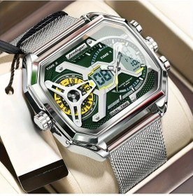 Resim Fochsia Poedagar Lüks İş Kol Saati - Çift Ekran Kronograf 3atm Su Geçirmez Paslanmaz Çelik Silvery Green Diğer 