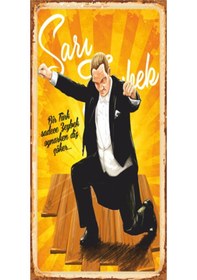 Resim Atarürk zeybek oynarken sarı zeybek mini retro ahşap poster 