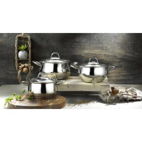 Resim Rossel Premium Zeycan 3'lü Güveç 14*16*18 cm Lines-Zeygüv-3lü 