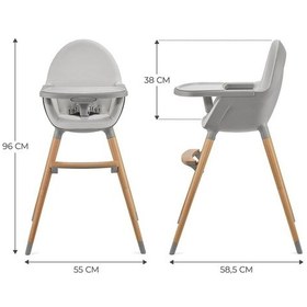 Resim Kinderkraft Fını2 2'si 1 Arada Yüksek Sandalye - Ahşap Bacaklı - 6 Aydan 5 Yaşa Kadar, 5 Noktalı Kayışlar 