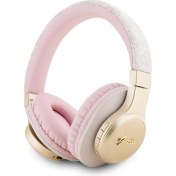 Resim Guess Orjinal Lisanslı Bluetooth Kulaklık Script Gold Serisi Metal Yazı Logolu 4g Desenli Pembe 