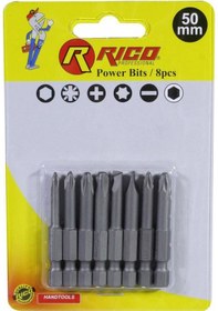 Resim Rico 8 Parça Düz-yıldız Bits Uç Seti 50 Mm 
