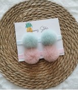 Resim Kız Bebek 2'li Peluş Ponpon Bandana Seti 
