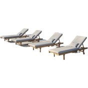 Resim Krem Süngersiz 4 Ad Öksüz Adası Şezlong Minderi Kılıfı 180/55/5 