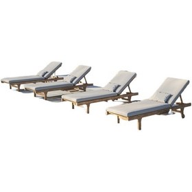 Resim Krem Süngersiz 4 Ad Öksüz Adası Şezlong Minderi Kılıfı 180/55/5 