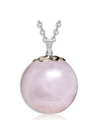 Resim Erilsa Sertifikalı Yuvarlak Doğal Pembe Kuvars Taşı Kolye Çok Renkli 