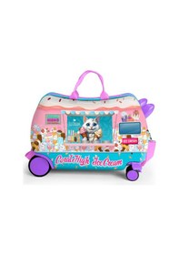 Resim Coral High Kids Renkli Dondurmacı Kedi Desenli Otur-çek Çocuk Valizi 16357 Lila 