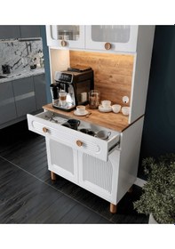 Resim Rosa Kahve Köşesi - 93 Cm Mdf Mutfak Dolabı - Led Aydınlatmalı... 