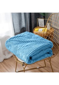 Resim Mulberry Tek Kişilik Fitilli Yumuşak Dokulu Tv Battaniye 120 x 170 Mavi 