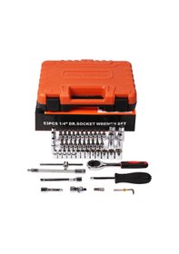 Resim 53 Parça Lokma Takımı Otomatik Cırcırlı 1/4 Uzatma Kolu 