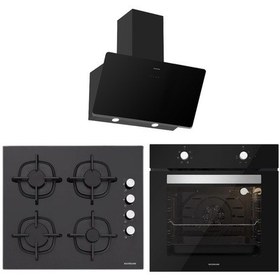 Resim Silverline BO6501B01 - CS5343B01 - 3457 Soho 60 Siyah Cam Ankastre Set 