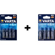 Resim Varta Longlife Power 4906 AA Kalem Pil 4'lü + Longlife Power 4903 AAA İnce Pil 4'lü 