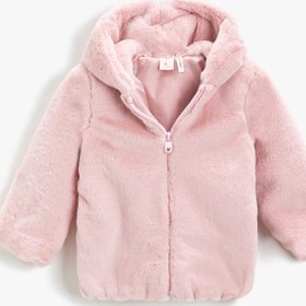Resim Kız Bebek Kapüşonlu Peluş Ceket 