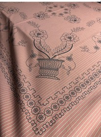 Resim Çiçek Desenli Şık Kare Masa Örtüsü 150 X 150 Cm Kiremit 