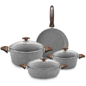 Resim Oms Oms 3105/g Tencere Seti Granit Gri 7 Parça 