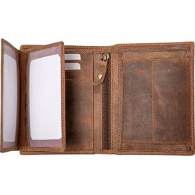 Resim Aclassics Erkek Deri Cüzdan 9.5 Cm, Ince Tasarım, 7 Kart Yuvası, Fermuarlı Bölme Kahverengi 