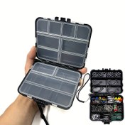 Resim 1 adet Dayanıklı PVC Çift Taraflı Balıkçılık Takımı Kutusu, 14 Şeffaf Bölmeli - Su Geçirmez, Kompakt Organizatör Kanca, Yemler & Aksesuarlar İçin, Siyah 