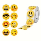 Resim 500 adet Gülümseme Çeşitli Emotikon Stickerları 2.54cm Sevimli Etiketler Scrapbooking Öğrenme Ödülleri Hediye Etiketi Kağıt Zarf Mühürleme Stickerları, Yuvarlak Kırtasiye Stickerları 