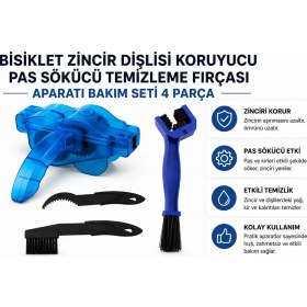 Resim Eşya Dünyası Bisiklet Zincir ve Dişli Temizleme Bakım Seti - Pas Sökücü Fırça Aparatları (4 Parça) 