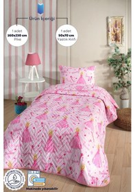 Resim Prenses Desen Çocuk-genç Odası Tek Kişilik Pike Takımı Çarşafsız 