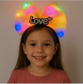 Resim Led Işıklı Love Yazılı Sarı Fiyonk Taç Kız Çocuk Csmtex - 72 Parti Tacı 
