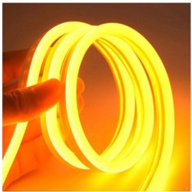 Resim Neon Esnek Şerit Led Amber Renk Su Geçirmez + 220 Volt Fişli Tak Çalıştır 16 Metre 
