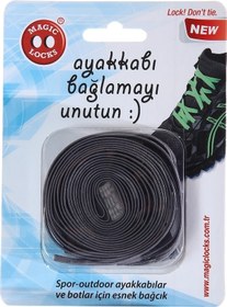 Resim Magic Locks Akılı Elastik Yassı Bağcık-Gri Gri 