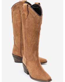 Resim Luvishoes Luvi Shoes Pietro Toprak Hakiki Deri Süet Kadın Western Çizme Toprak 